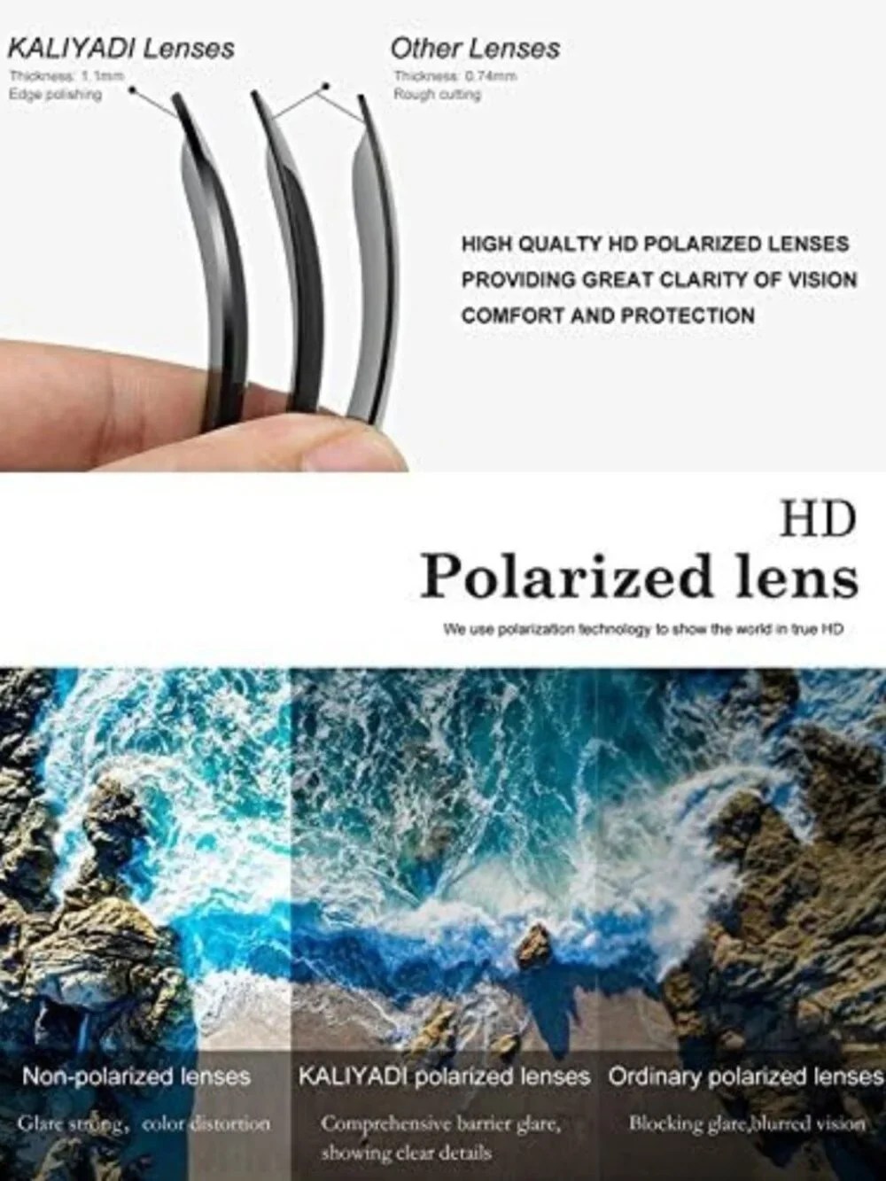 Polarized Semi-Rimless Sunglasses for Men & Women - UV Protection Driving